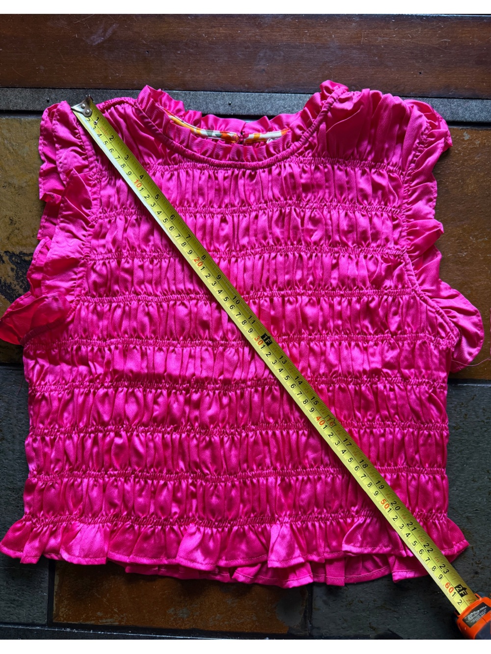 Umgee large fuchsia scrunch tank BNWT colorblock bright spring ruffle office